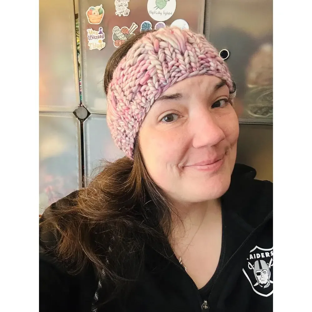 Hand Knit Pink Merino Wool Headband: Lake Erie Headband